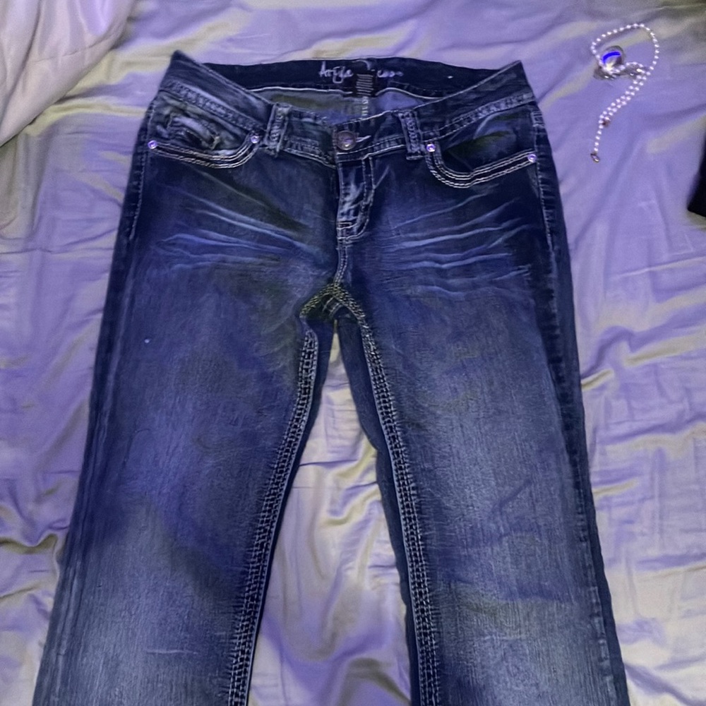 Low Rise Bootcut Ariya Jeans Y2k Bedazzled Back Pockets